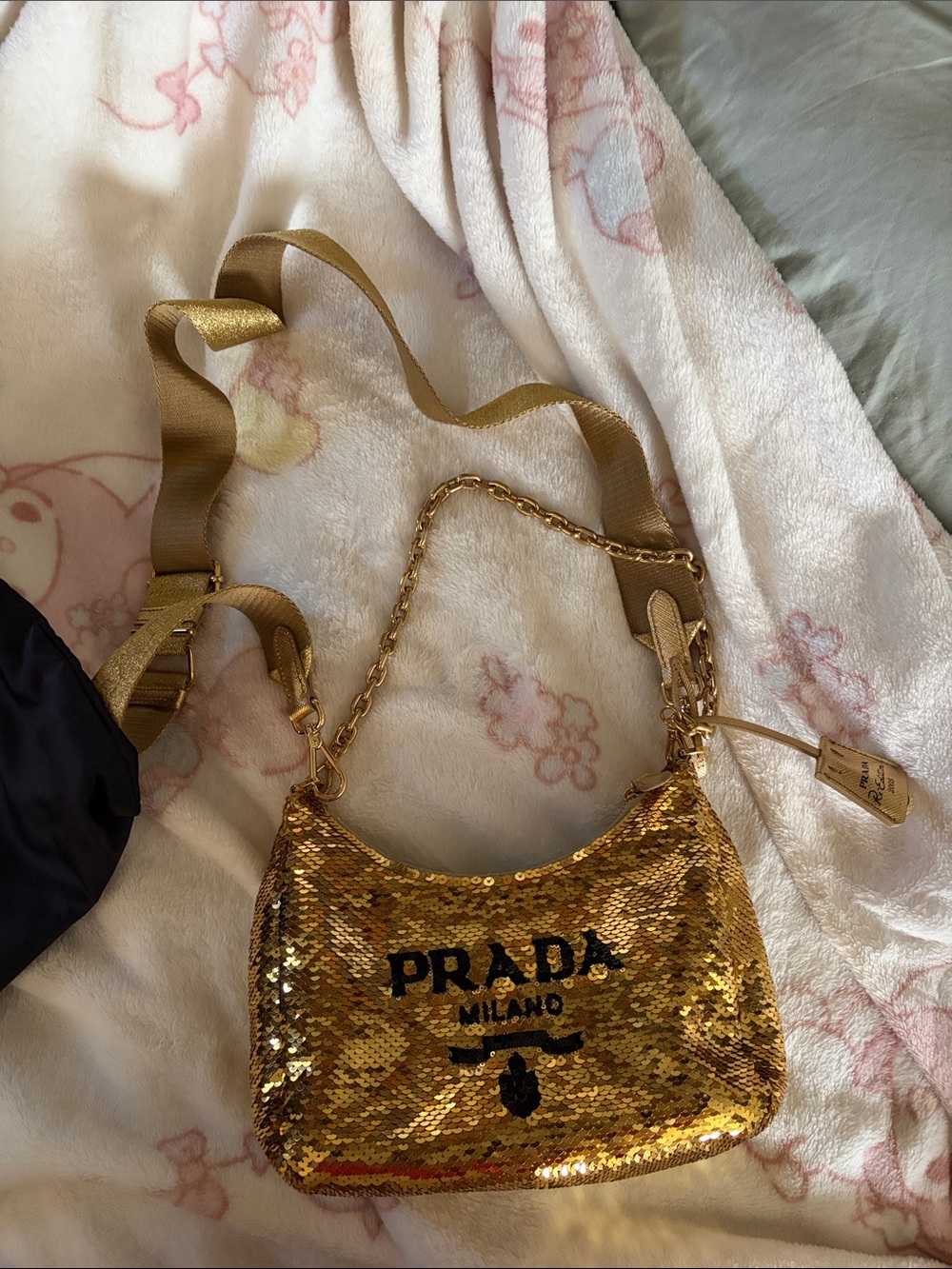 Prada Gold Sequin Mini Shoulder Bag